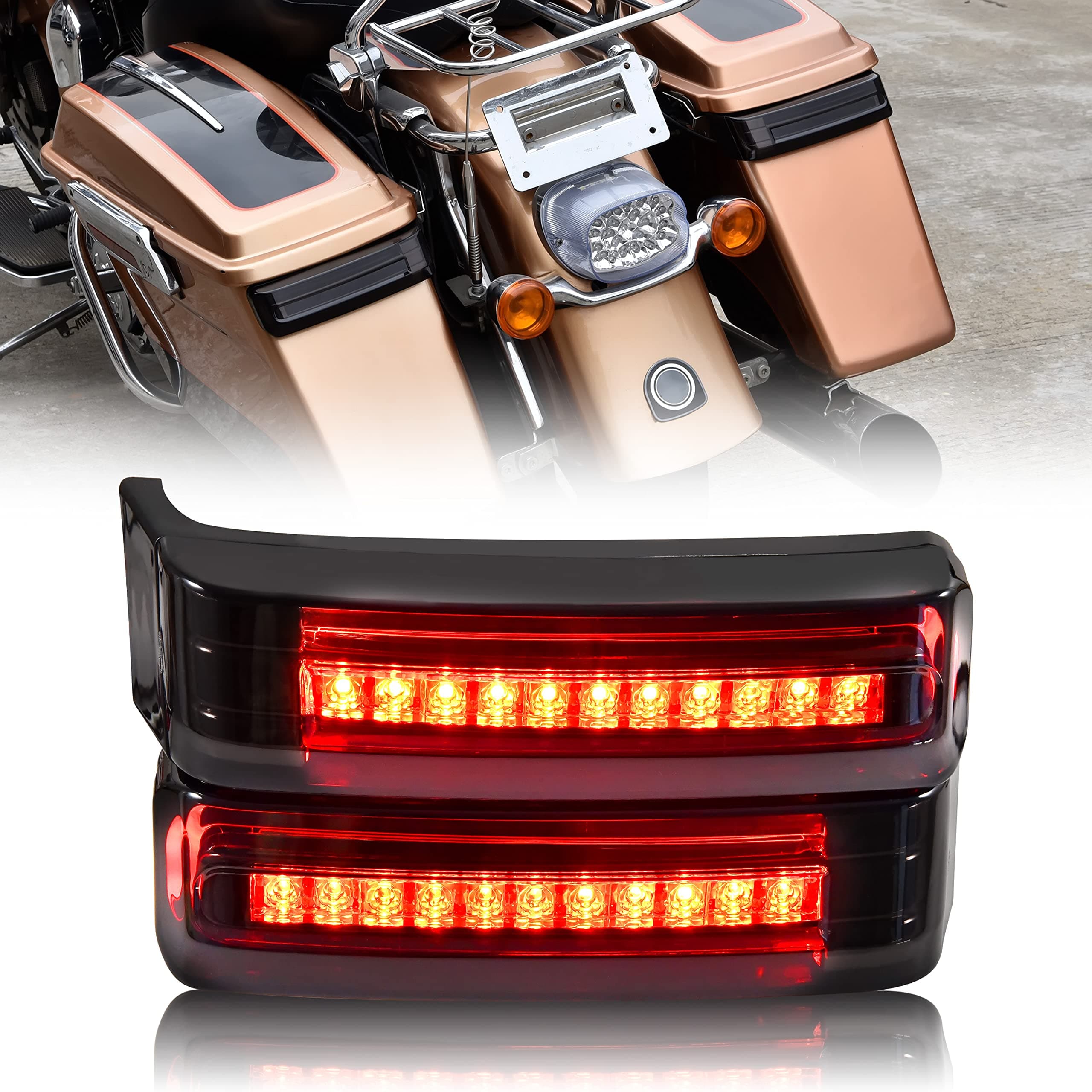 LED Saddlebag Tail Light for Road Glide 97-13, Side Luggage Run Brake Turn Signal Lamp LED Tail Light for Harley Touring Road King Street Electra Glide Ultra Classic Limited CVO 1997-2013