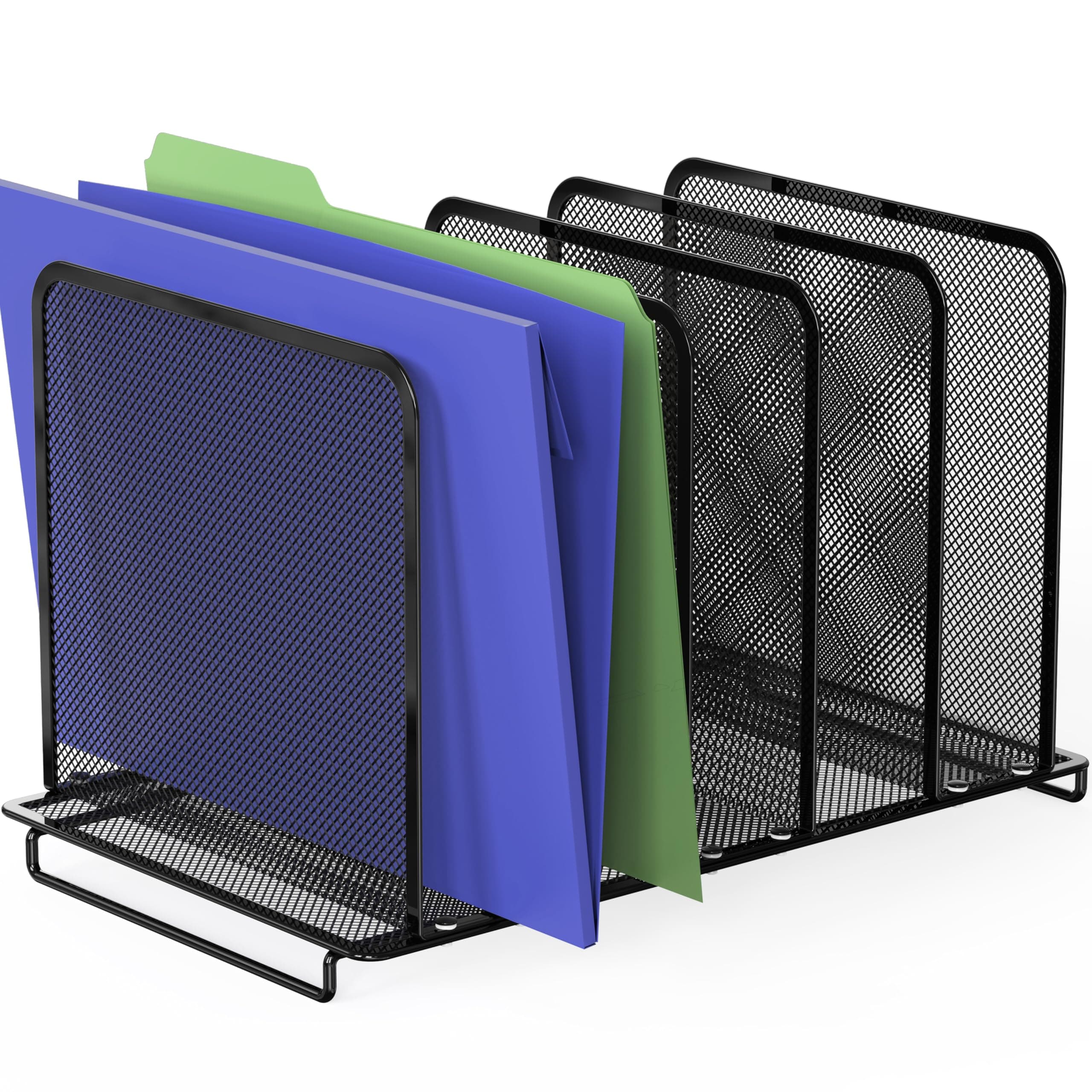 Simple Houseware Expandable 5 Section Upright File Sorter Organizer, Black