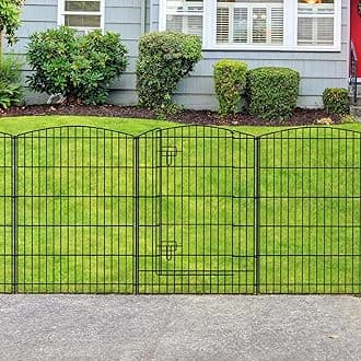 - Decorative Garden Fence 12 Panels 26ft (L)×36in (H) Garden Fences with 11 Panels + 1 Gate, No Dig Animal Barrier Rabbit Fencing Rustproof Metal Wire Temporary Dog Fence for Patio Outdoor Yard