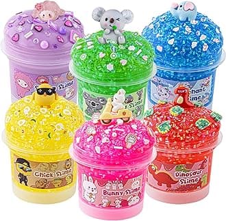 6 x 100ml Bingsu Slime Kit, 20 FL OZ Slimes for Girls & Boys, Crunchy Slime Pack Sensory Toys, Slimes Party Favors for Kids, Birthday Easter Halloween Boys & Girls Gift