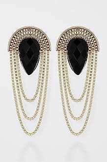 Shining Diva Fashion Black Gold Stylish Fancy Earrings For Women & Girls (6946er)