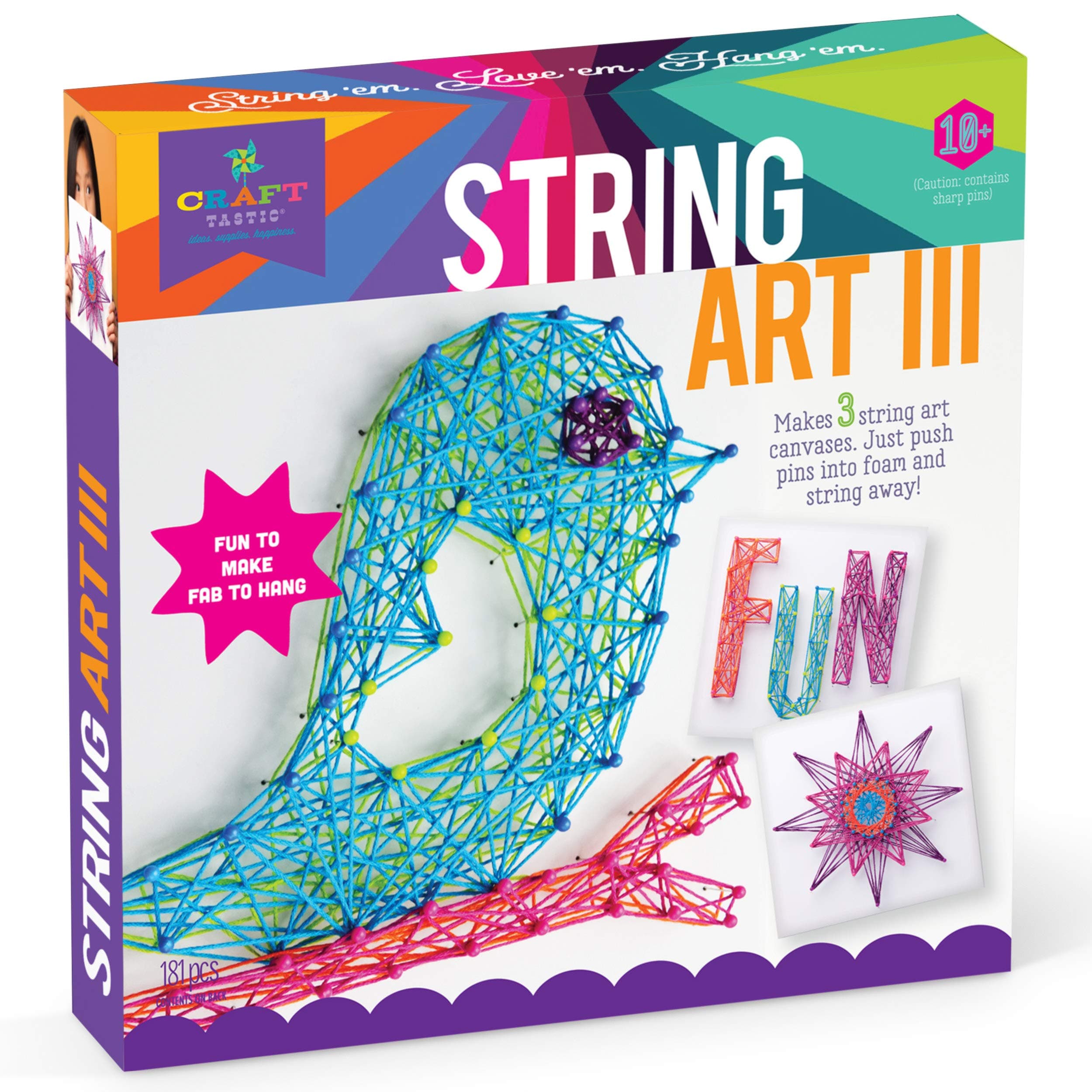 DIY String Art – Craft Kit for Kids – Everything Included For 3 Fun Arts & Crafts Projects – Bird Series