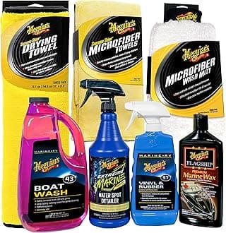 Boat & RV Wash & Wax Starter Kit - The Perfect Detailing Kit For Boats & RVs - Includes Wash, Wax, Water Spot Remover, Vinyl & Rubber Detailer and Cleaning Accessories