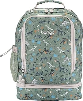 Kids 2-in-1 Backpack & Insulated Lunch Bag - Durable 16” Backpack & Lunch Container in Unique Prints for School & Travel - Water Resistant, Padded & Large Compartments (Dino Fossils)