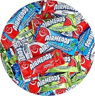 Airheads Candy Mini Bars, Assorted Flavors, 3 Pounds (Approx. 105 Pieces) Airheads Bulk Bag, Individually Wrapped Candy, Mini Airheads
