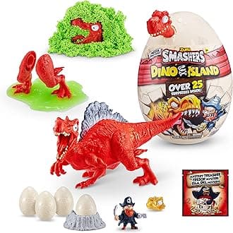 Smashers ZURU 7487B Dino Island Surprise Mega Huevo, Spinosaurus, Juguete Coleccionable, Kit de Explorador, Slime de Dinosaurio