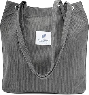 Corduroy Tote Bag Cute Tote Bags for Women Shoulder Bag with Inner Pocket for Work Beach Travel and Shopping Grocery