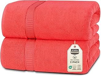 Utopia Towels Luxurious Jumbo Bath Sheet 2 Piece, 600 GSM, 35 by 70 Inches, 100% Ring Spun Cotton, Highly Absorbent and Quick Dry Extra Large Bath Towel, Super Soft Towel, Coral