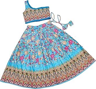 E-Sqare Kids Girls Multicolour Bandhani Print Lehenga Choli Set | Ethnic Wear Dress | Readymade Clothing Set | 2 to 8 Years