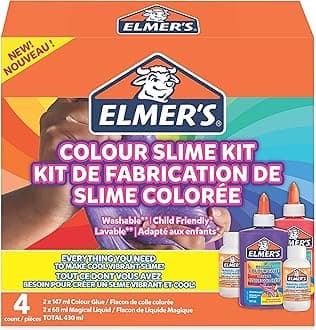 Elmer's Colour Slime Kit | Slime Supplies Include Washable Colour PVA Glue | Assorted Colours | with Magical Liquid Slime Activator | 4 Piece Kit