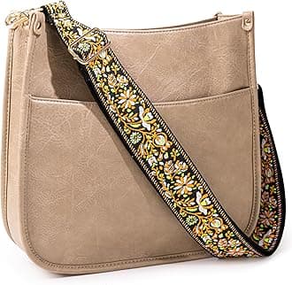 Small Crossbody Bag for Women with Wide Guitar Strap, Vegan Leather Triple Zip Shoulder Purse Fits iPhone 16 Pro Max & 16oz Water Bottle, Practical Travel Gift for Her