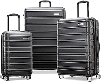Omni 2 Hardside 3 Piece Set - Includes Global Carry-On, Medium, & Large Checked Suitcases - 360° Dual Spinner Wheels - Integrated TSA Lock & Expansion - Amazon Exclusive - Midnight Black
