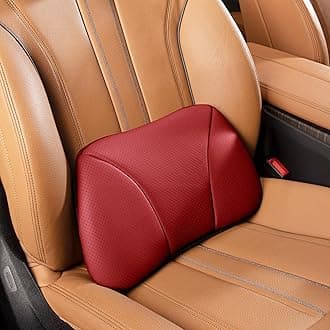 Genuine Leather Lumbar Support Pillow,Back Pain Relief Cushion,fits Tightly Around Waist,Real Cowhide,Memory Foam,fit Car Drive,Office Chair,Rest seat,Improve Posture,Portable,15.5''Lx 8.7''H