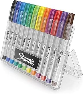 Sharpie Permanent Markers with Storage Case, Ultra Fine Point, Original Colors, 12 Count
