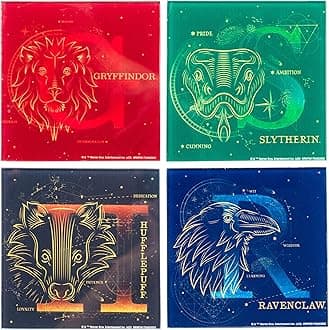 Silver Buffalo Harry Potter Constellations 4-Piece Glass Coaster Set, Multicolor (HP26175A)