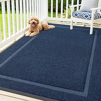 OLANLY Front Door Mat Indoor Outdoor Entrance, Waterproof All-Season, All-Weather Doormat, Sturdy Natural Rubber, Fade Resistant, Low Profile, Easy Clean Patio Porch Entryway Mat, 71x47, Blue