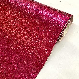 Chunky Glitter Fabric Sparkly A4 A5 Vinyl Faux Leather Craft Bag Wall Decor Bow (Cerise, 50cmx138cm Strip)