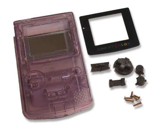 Game Boy GBC Color Clear Purple Replacement Shell Case w Screen & Tools