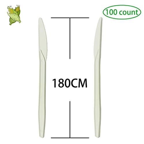 Eco-Friendly Disposable Compostable Biodegradable Knives (100 Pack), Kitchen Tablewares/Utensils/Cutlery/Flatware for Party, Camping, Picnics, BBQ, Event, Perfect Alternative For Plastic (LY-YM-2)