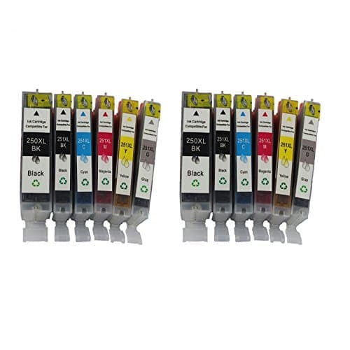 PGI-250 & CLI251 compatible ink cartridge replacement For Cannon PIXMA MG5420, PIXMA MG5450, PIXMA MG6320, PIXMA MG6350, PIXMA MX722, PIXMA MX922, PIXMA iP7220, PIXMA iP7250 Printers (2LB/2SB/2C/2M/2Y/2GY) @INKTONER by Ink Toner