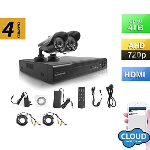 Sumvision® CCTV 720p HD Surveillance Security Camera System AHD DVR NVR Recorder Oracle 4 Channel DVR/NVR 2 Camera Hybrid 1200TVL 720p CCTV Security System with Weather Proof Night Vision Cameras 720p HD, 960H/D1 Compatible, HDMI/VGA/BNC Output, P2P Cloud Based Smartphone Tablet Remote Access, PC Easy Remote Access