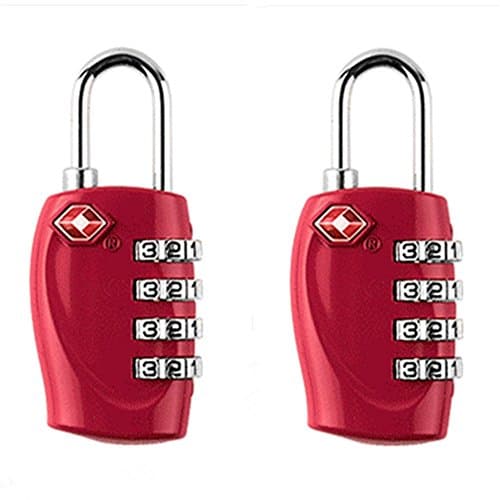 2-Pack,JYHYEU TSA Approved 4-Digit Combination Locks - Heavy Duty &High Secure Resettable Padlocks - for Luggage Suitcases Travel Bags and Gym Lockers,Red