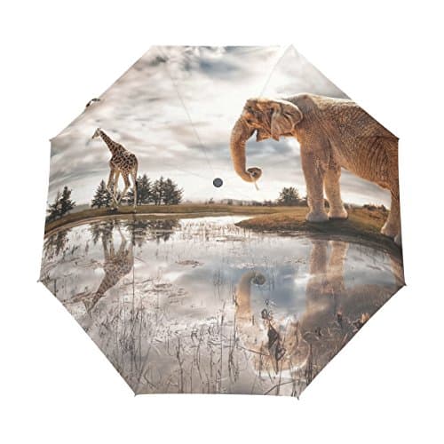 Yoshop Auto Umbrella,Cute Elephant & Deer Automatic Windproof Rain Umbrella Compact Sun Parasol