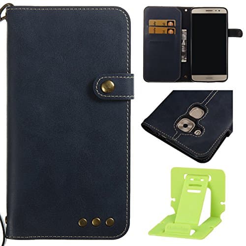 Huawei Nova plus PU Leather Case, Huawei Nova plus Wallet Cover, Ekakashop Fashion Retro Pure color Simulation Leather Case (with Hand Strap) and Soft Silicone inner Case, Business Women & Men Bookstyle Premium Flip PU Leather Phone Case Stand Shockproof Protective Case Cover For Huawei Nova plus +1x Ekakashop Kickstand (color random), Deep Blue