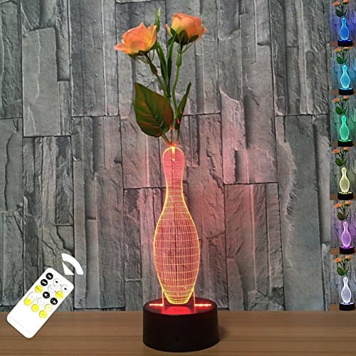 FARS 3D Visual Lamp Optical Illusion Led Night Light, Amazing 7 Color Changing Vase Shape Touch Sensitive Switch Lamps Remote Control tablet Desk lamp with Acrylic Flat, ABS Base,Mrio USB Charge for Home Decor Good Gifs