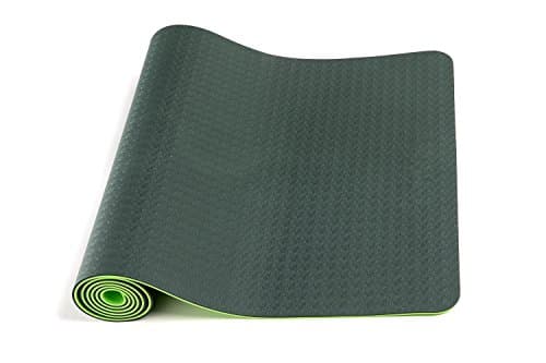 BSM Two Layer TPE Premium Yoga Mat Exercise Mat with Carry Strap Green