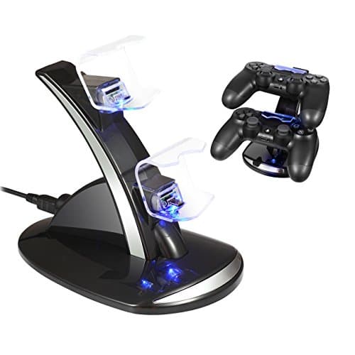 PS4 Controller Charger Dock Station - Raynic Dual USB Charging Stand Kit With LED Indicator for Sony PlayStation 4 PS4 Slim PS4 Pro Controller, Black