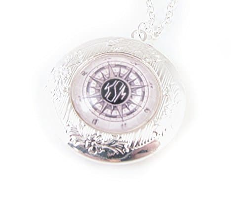 Compass Monogram Personalized Locket Necklace