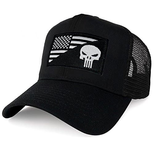 AC Racing USA American Flag Patch Snapback Trucker Mesh Cap - Black