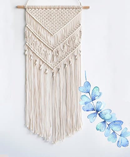 Macrame Wall Hanging Woven Wall decor Tapestry Boho Chic Bohemian Room Geometric Art Decor Beautiful Apartment Dorm Room Decoration (15"W x 30"L)