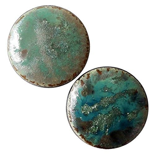 Pair - Malachite Ceramic Glass Ear Plugs with Essential Oils Diffuser for Scented Gauges (22mm l 7/8in)