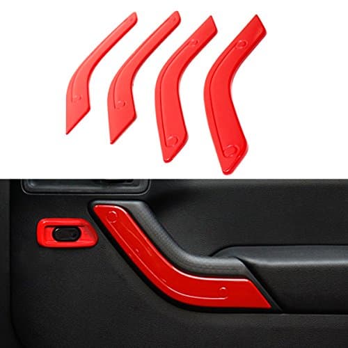 ICARS Red Interior Inner ABS Door Handle Trim Guard Accessories for 2011 2012 2014 2013 2014 2015 2016 2017 Jeep Wrangler JK & Unlimited 4 pcs