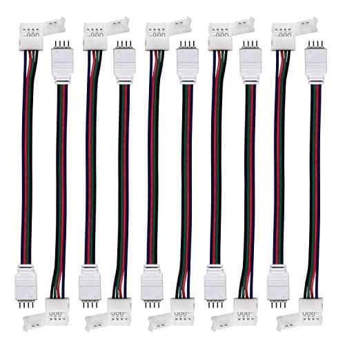 SINNRY 10 Pcs 4 Conductor Quick Strip Coupler 10MM for LED 5050 RGB Strip Light - Strip to Male 4-Pin Connector