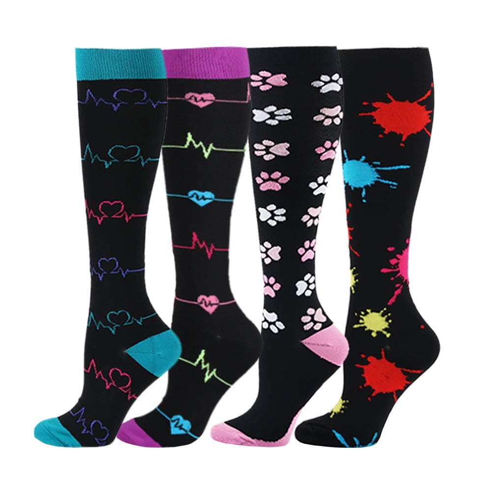 HLTPRO Compression Socks for Women & Men Circulation - 4 Pack for Nurse, Medical, Running, Flight