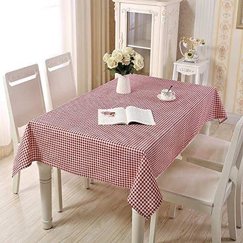YOUAREFACNY 2017 New Rectangle Tablecloth Gingham Check for Home Kitchen or Out Door Use,Red & White