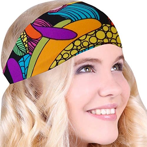 FUN & FUNKY Work Out Headbands! SUPER FUN! Black Feather - Choose From Over 30 Best No Slip Printed Headbands Stretchy One Size Fits Most Made in USA by Mom & Daughter:)