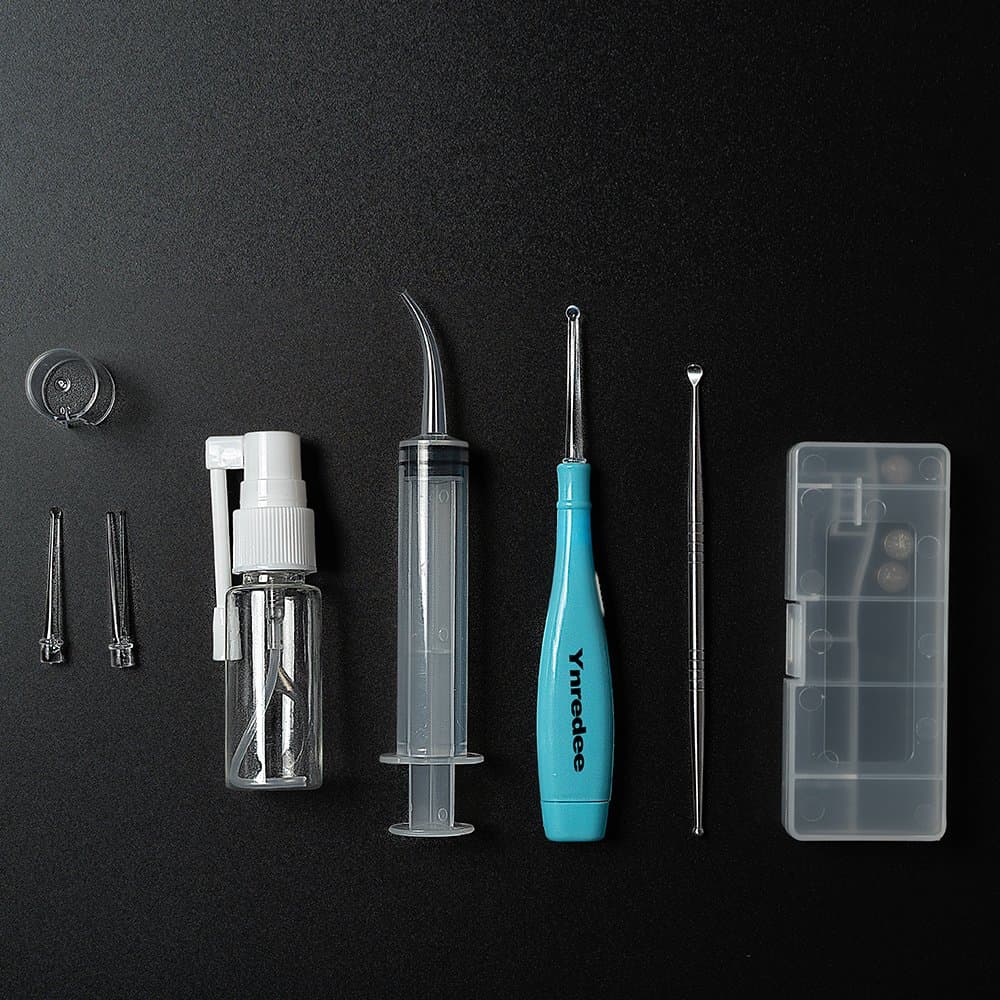 Tonsil Stone Removing Tool LED Light Pick - Mist Throat Nose Nasal Sprayer Pump Bottle Empty 20ml Oral Care Clean, 1 Stainless Steel Earwax Removal Kit, 1 Irrigator Clean (Upgraded)