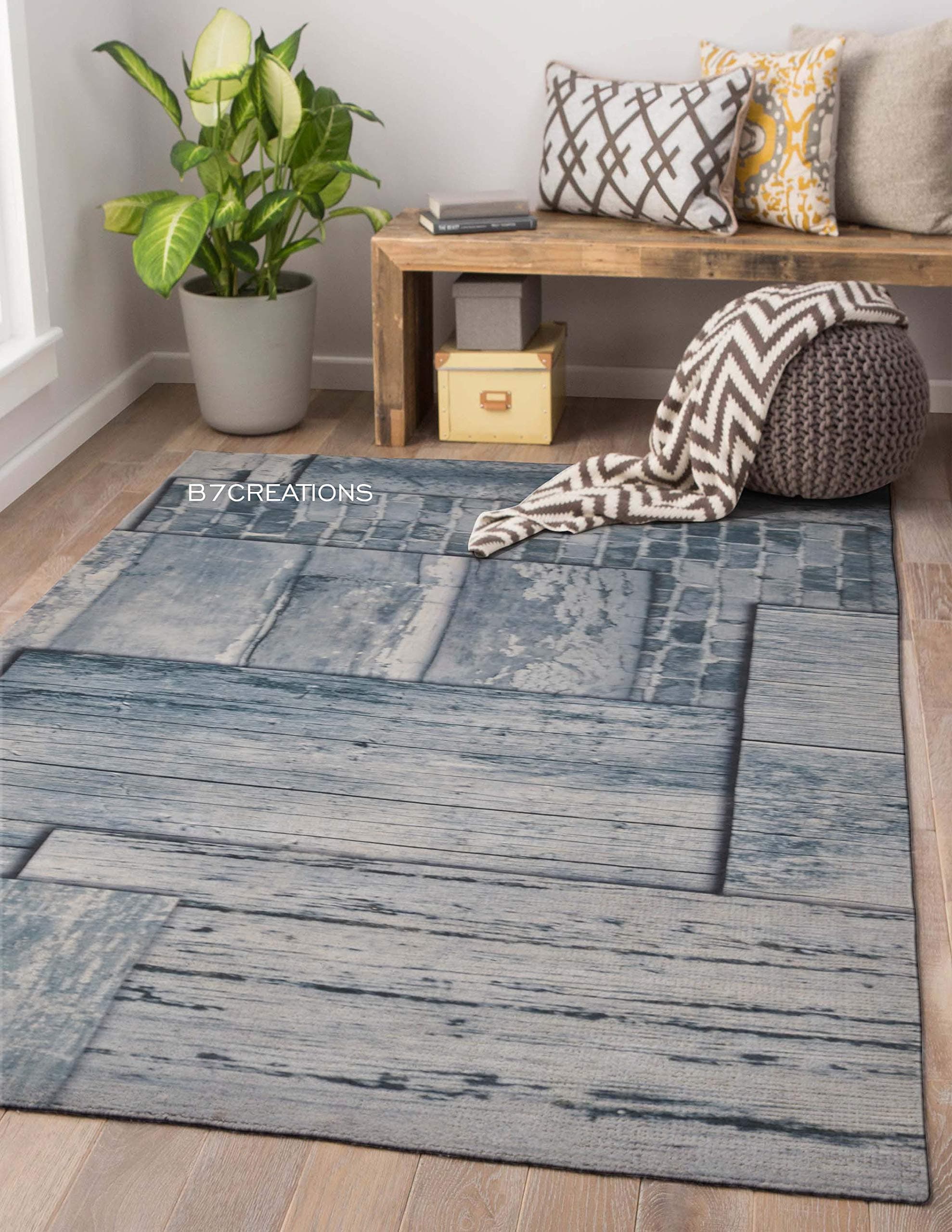 b7 CREATIONS 3 x 5 Feet Multi Digital Printed Carpet Rug Runner for Bedroom/Living Area/Home with Anti Slip Backing