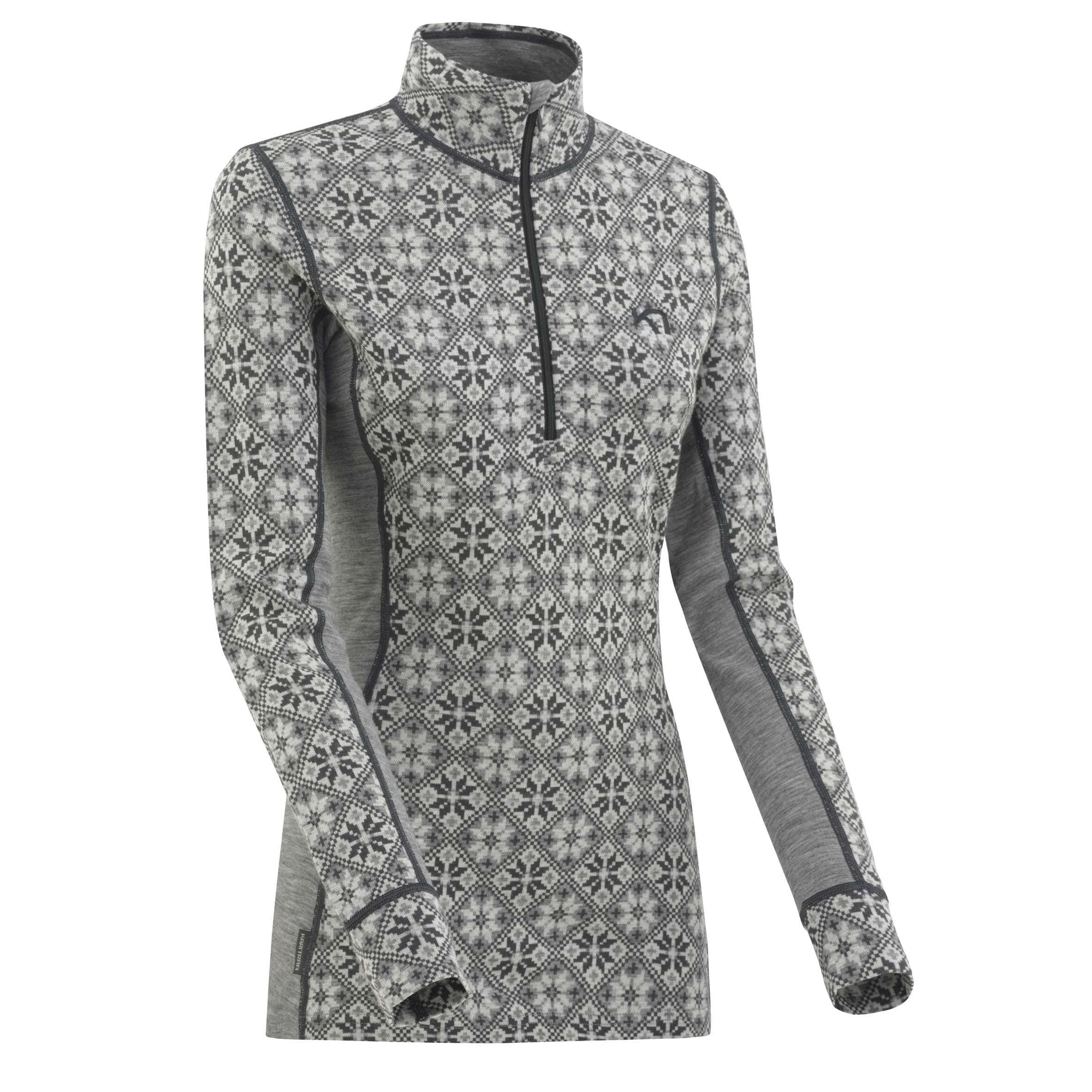 Women's Rose Base Layer Top - Half Zip 100% Merino Wool Thermal Shirt