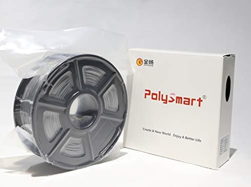 Silver PLA PolySmart PLAUP 3D Printer Filament PLA Silver, PLA Filament 1.75 mm,Low Odor Dimensional Accuracy 0.03 mm, 3D Printing Filament,2.2 LBS (1 Kilogram) Spool for 3D Printers and 3D Pens, Silver
