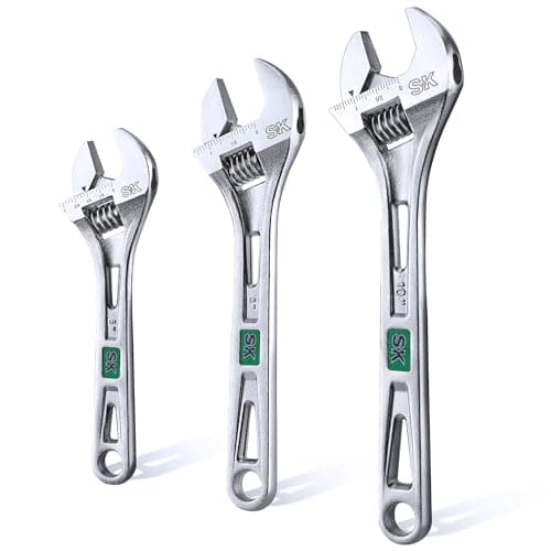 DURATECH 3 Piece Adjustable Wrench Set 6" 8" 10" Cr-V Steel SAE & Metric Scale for Home Workshop DIY