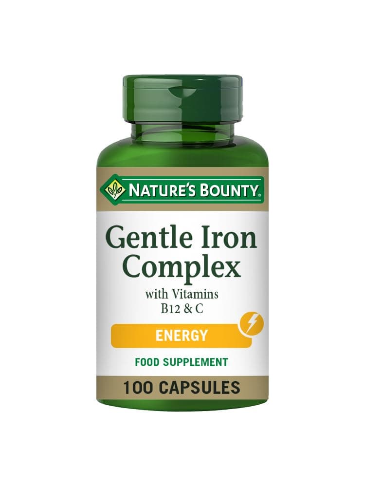 Nature's Bounty Gentle Iron Complex with Vitamins B12 and C Capsules - Pack of 100
