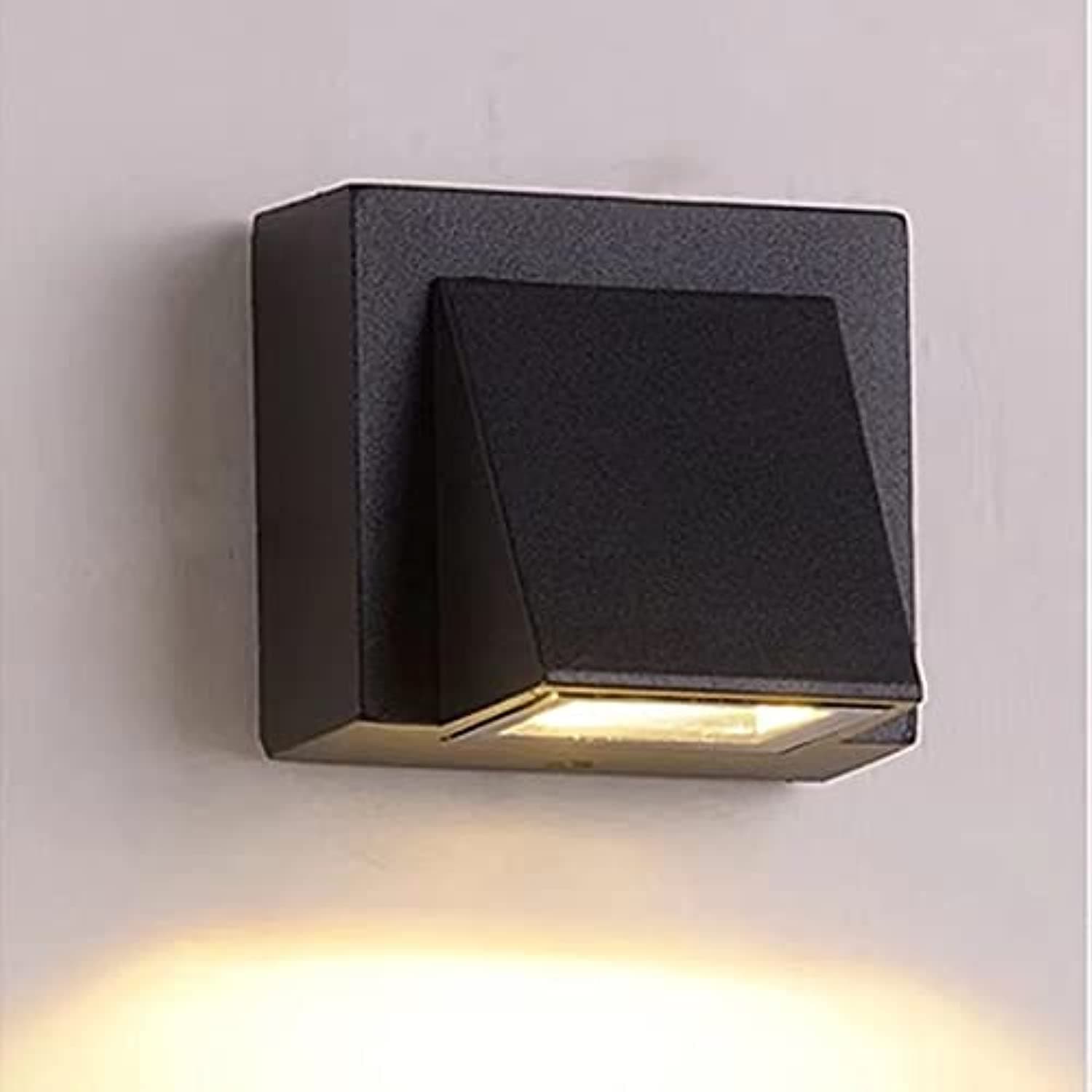 G & T Creative Modern Aluminum LED Wall Step Down Light/Lamp Fixture with IP65 Waterproof Sconce (Black, Warm White, Single Side)