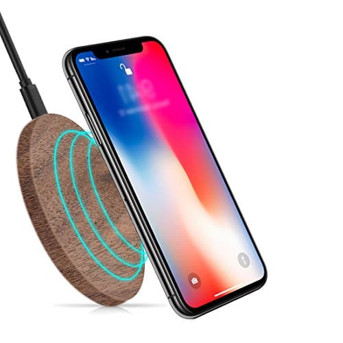 Seddex Wood Wireless Charger for iPhone 8 / iPhone 8 Plus/iPhone X/Fast Charging Natural Wood 8mm Thin Perfect Charger for Your Phone Battery Protection with Automatic Stop Feature Just Put On