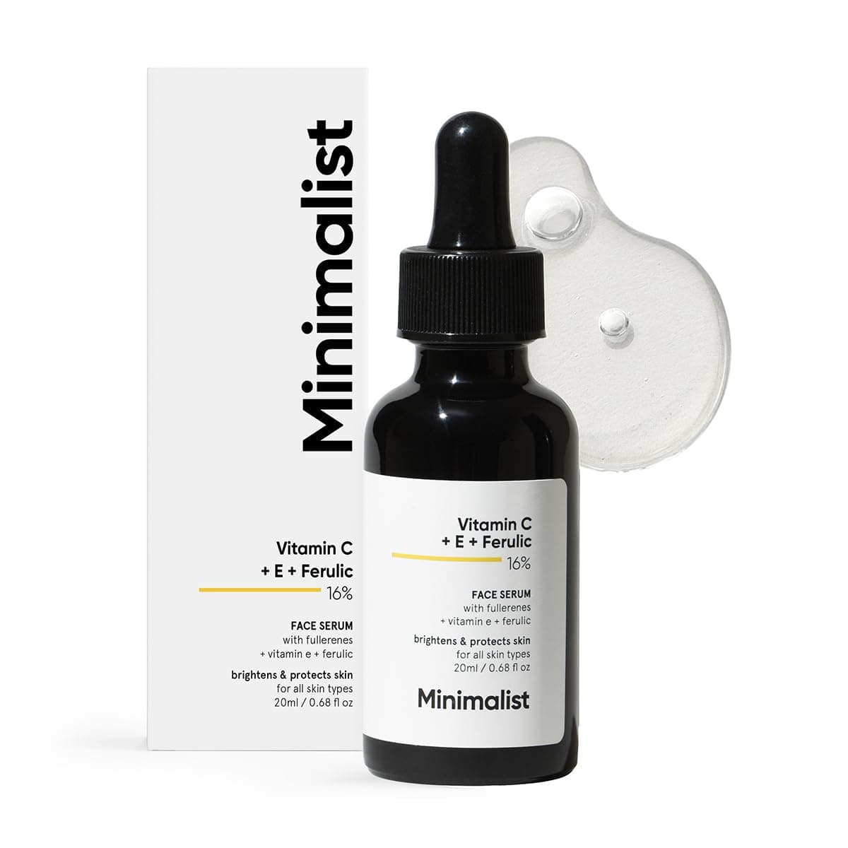 Minimalist 16% Vitamin C Face Serum (Advanced) With Vit E, & Ferulic Acid For Glowing Skin | Advanced Brightening Formula With Power of Vit C & E, Ferulic Acid & Fullerenes