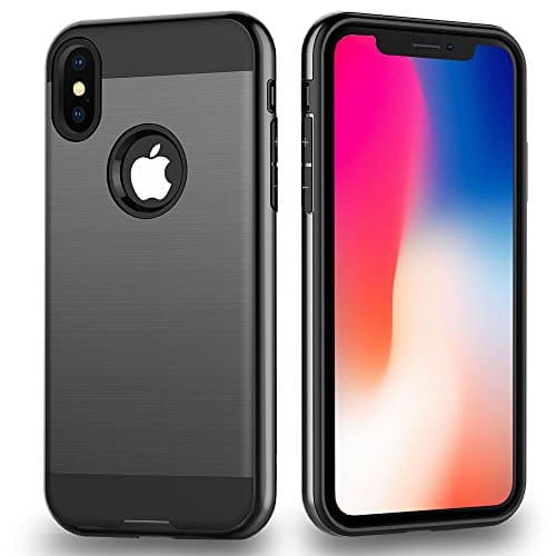 ALPULON iPhone X Case, Shockproof Heavy Duty Full Protective Cover with Dual Layer Case for Apple iPhone 10 (Black) …